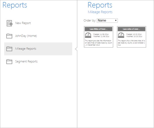 Opening a saved report configuration Opening a saved report configuration